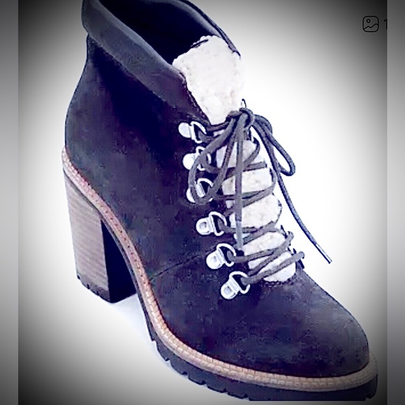 Dolce Vita Shoes - New DOLCE VITA Blue Suede Ankle Boots Lace-up Faux Shearling 11 MSRP $185